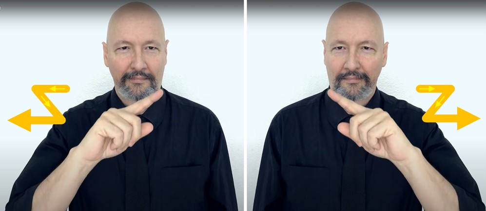 "z" in American Sign Language (ASL)